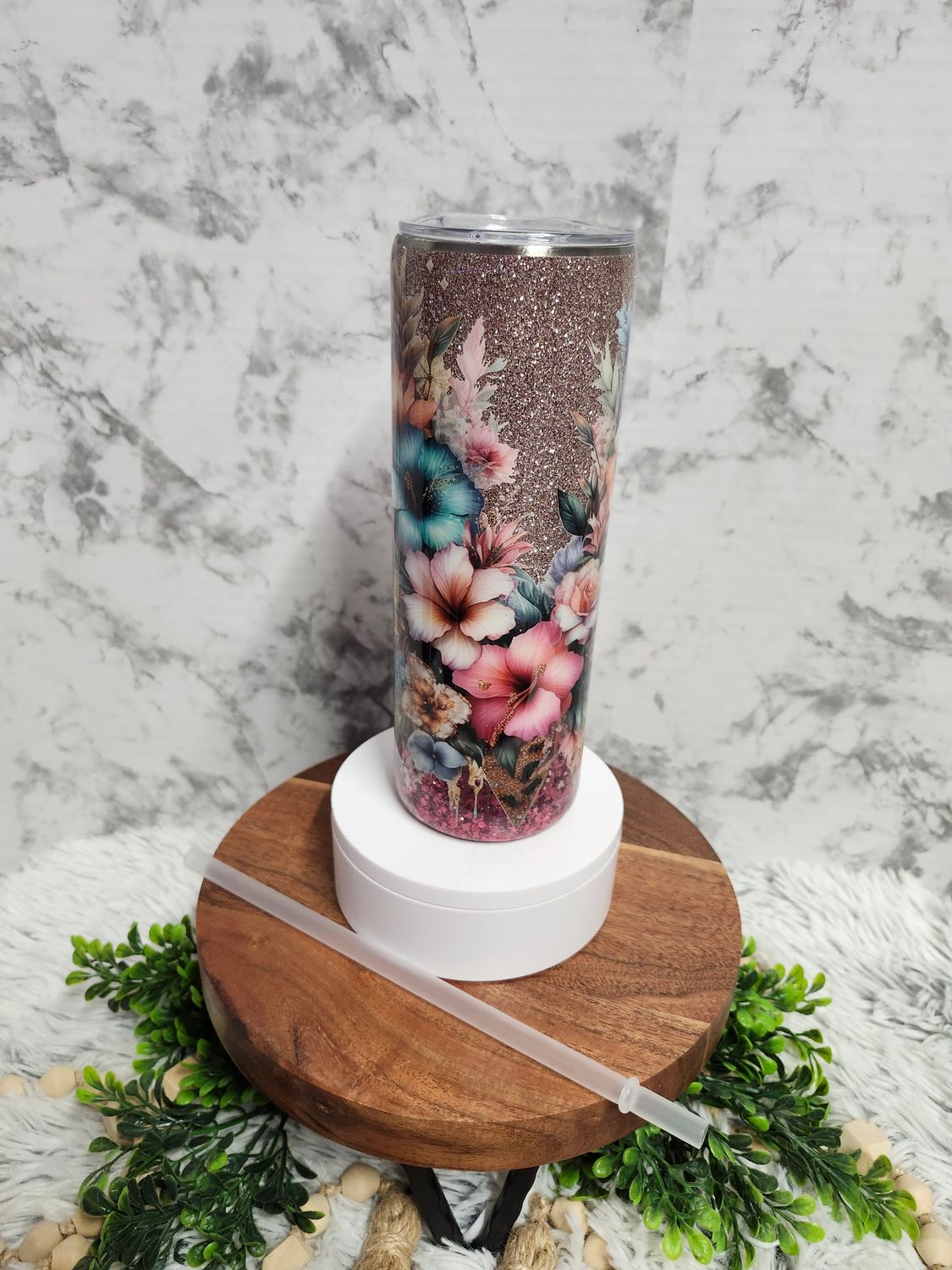 Floral V-Split Stainless Steel Tumbler 20oz