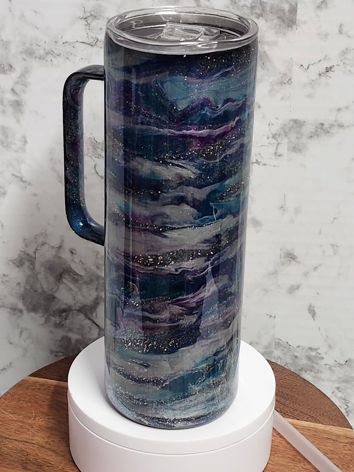 20oz Purple Swirl W/Handle Stainless-Steel Tumbler
