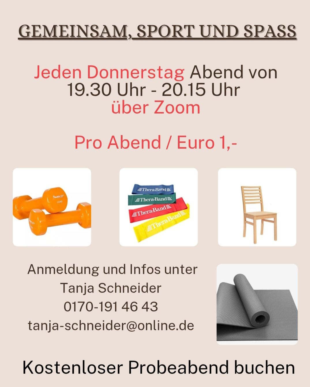 Fitnessabend über Zoom