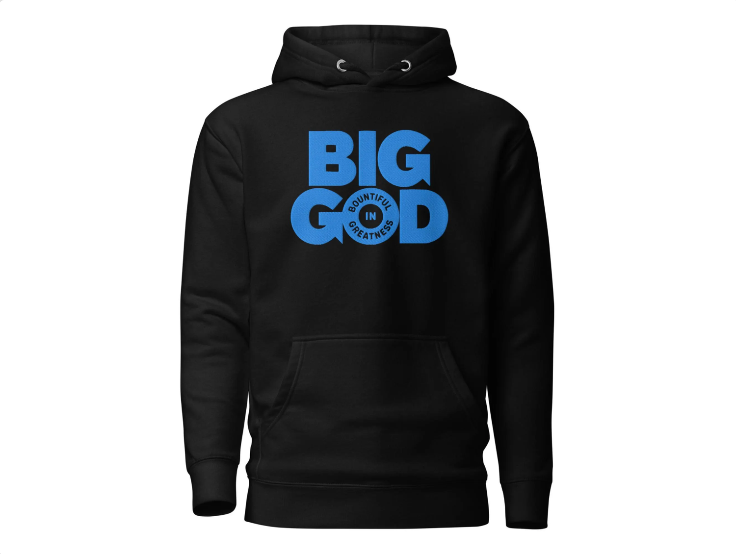 BIG GOD Collection - Blue Staple Hoodie with Larg Embroidery 