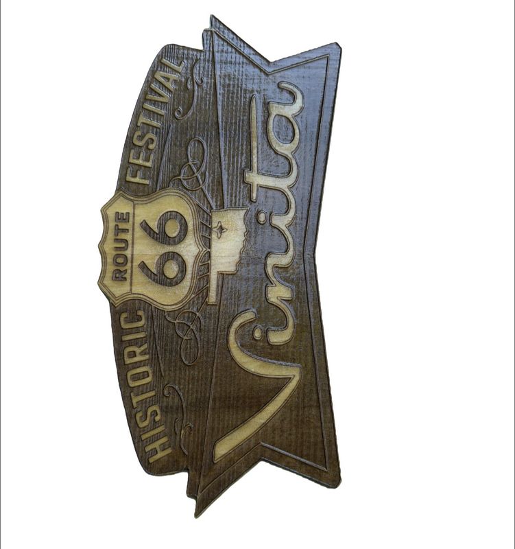 laser engraved rt 66 vinita sign