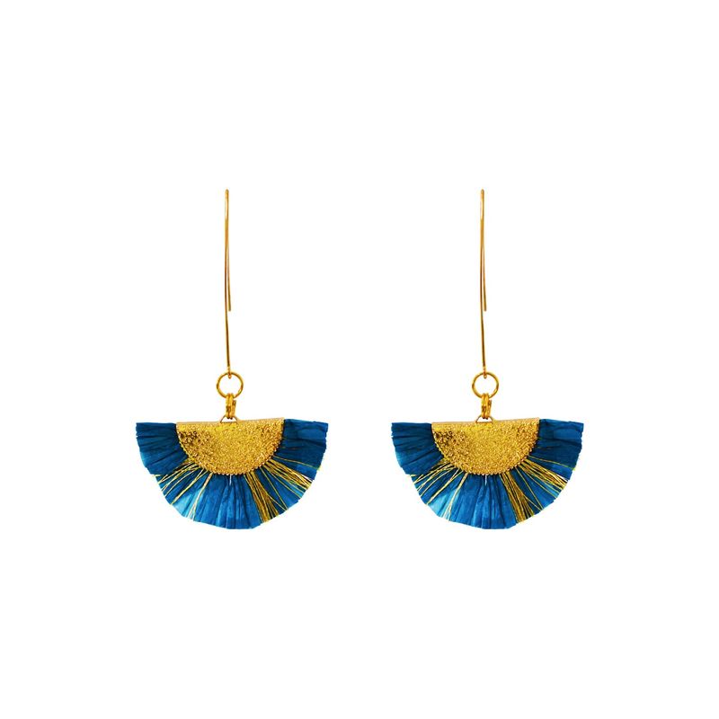 Blue Tassel Fan Earrings from lovedbynlanla