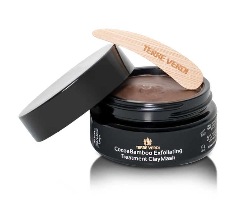Terre Verdi Organic Skincare CocoaBamboo Exfoliating Treatment Clay Mask for Face and Body Natural Scrub