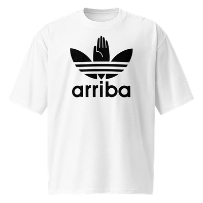 Camiseta oversize blanca [&quot;arriba 2&quot; negro]