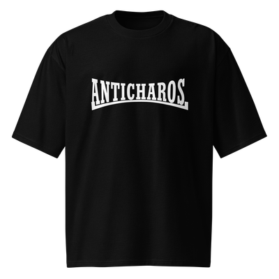Camiseta oversize negra [&quot;anticharos&quot; blanco]