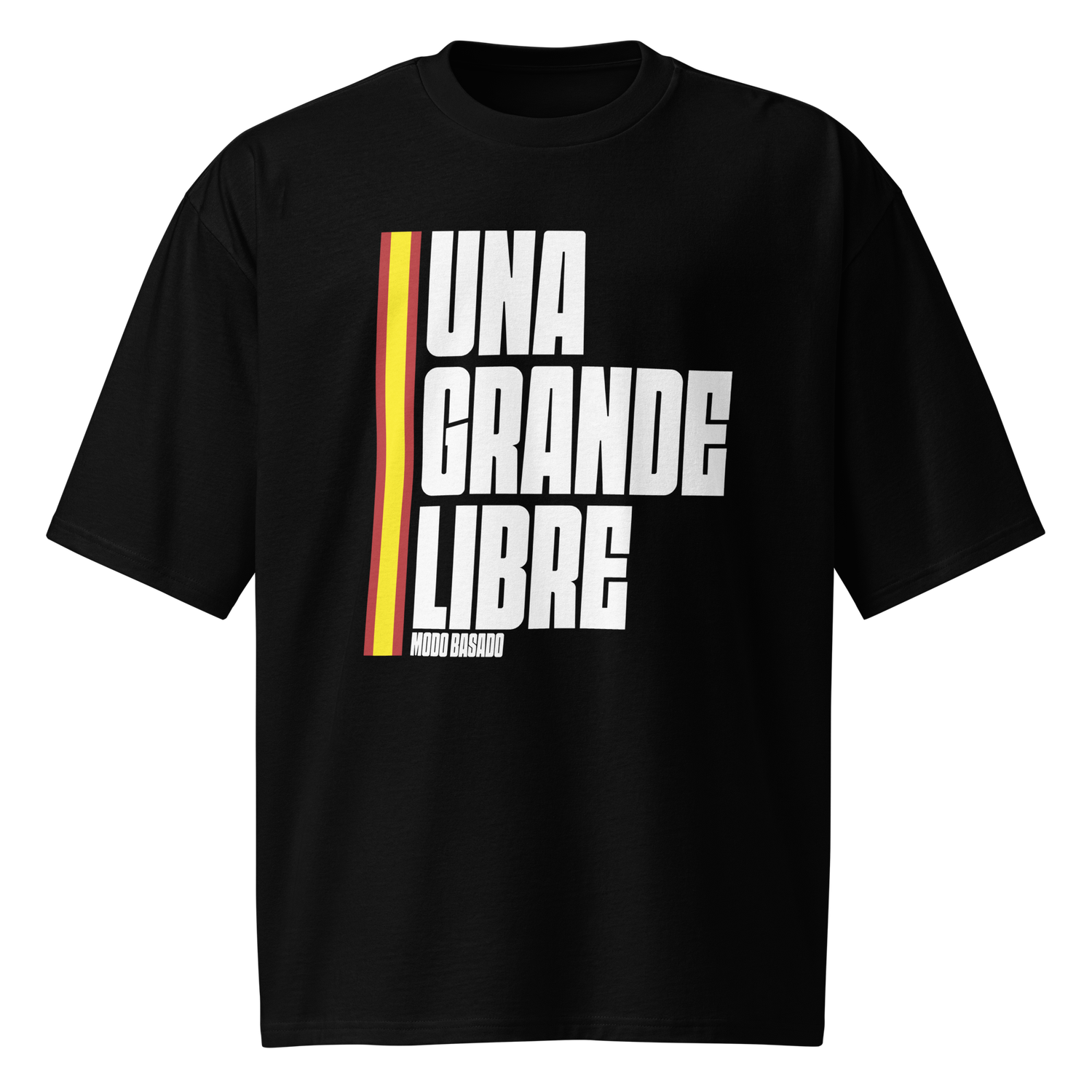 camiseta oversize negra &quot;UNA, GRANDE, LIBRE&quot; blanco