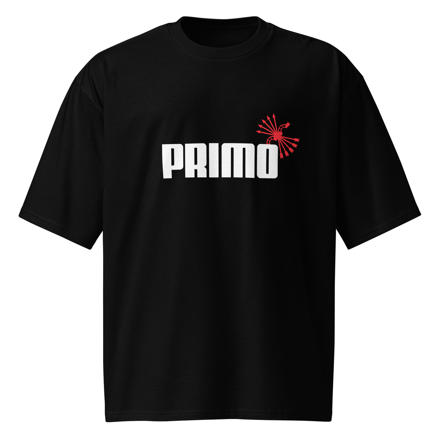 Camiseta oversize negra [&quot;PRIMO&quot; blanco]