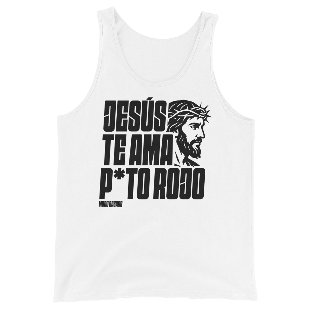 Camiseta tirantes (tank top) blanca &quot;JESÚS TE AMA&quot;