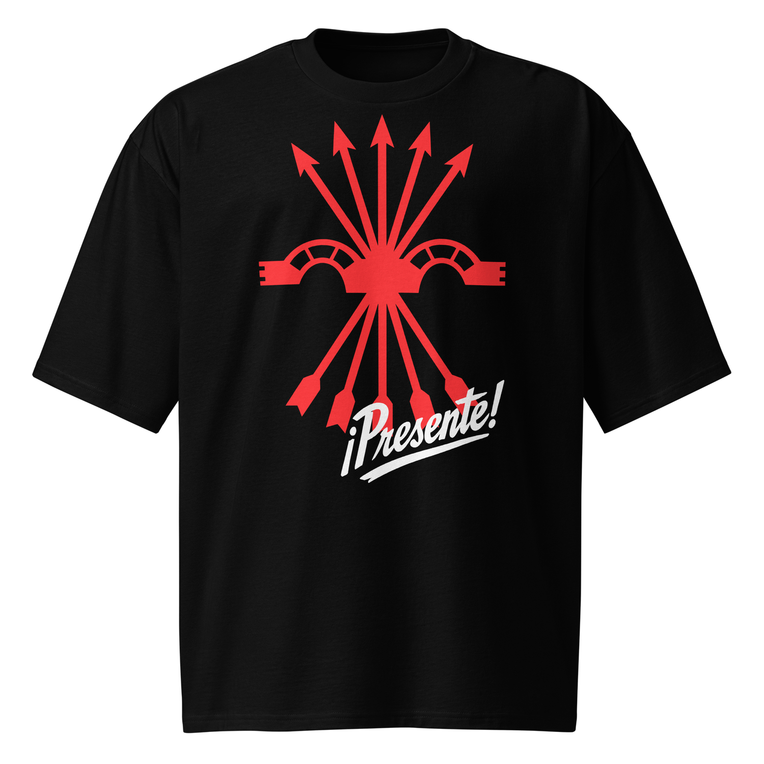 Camiseta oversize negra &quot;¡Presente!&quot;