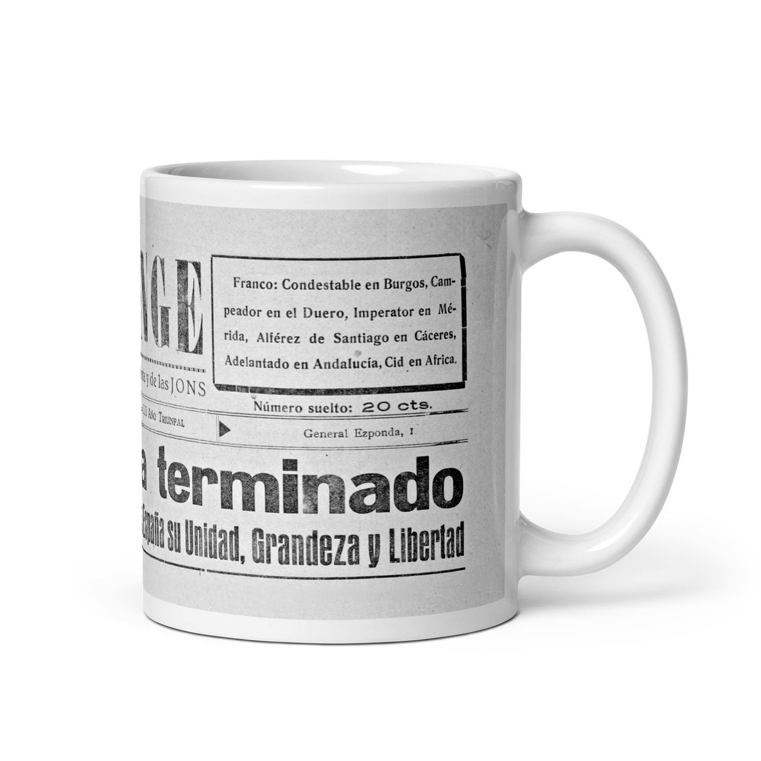 Taza blanca &quot;La guerra ha terminado&quot;
