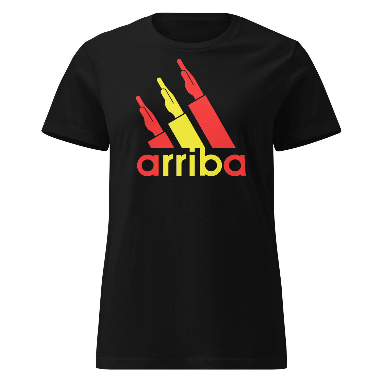 Camiseta mujer negra  [&quot;arriba&quot; rojigualda]
