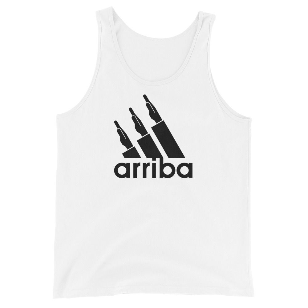 Camiseta tirantes blanca (tank top)  [&quot;arriba&quot; negro]
