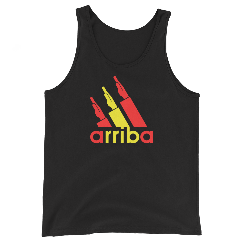 Camiseta tirantes negra (tank top) negra [&quot;arriba&quot; rojigualda]