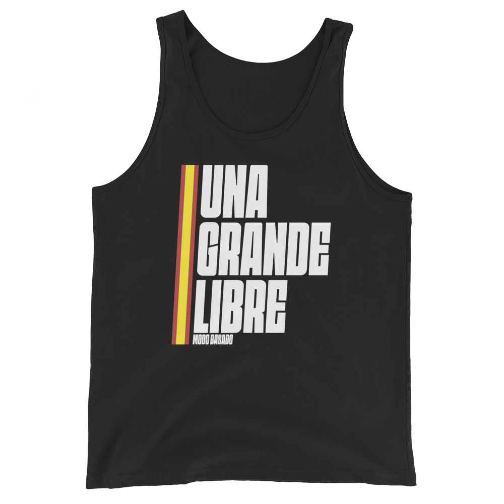 Camiseta tirantes negra (tank top)  &quot;UNA, GRANDE, LIBRE&quot;