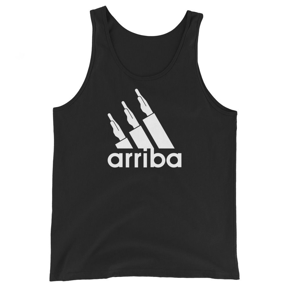 Camiseta tirantes negra (tank top)  [&quot;arriba&quot; blanco]