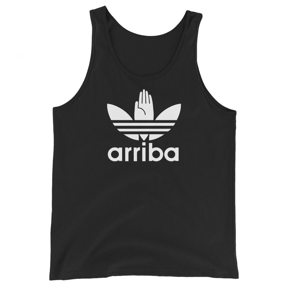 Camiseta tirantes negra (tank top)  [&quot;arriba 2&quot; blanco]