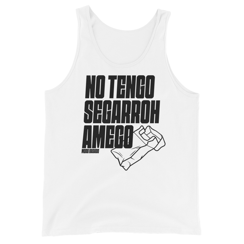Camiseta tirantes blanca (tank top)  [&quot;No tengo segarroh&quot; negro]