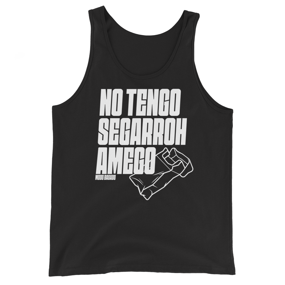Camiseta tirantes negra (tank top)  [&quot;No tengo segarroh &quot; blanco]