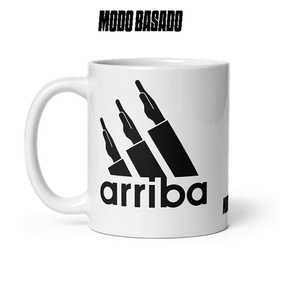 Taza blanca [&quot;arriba&quot; negro]