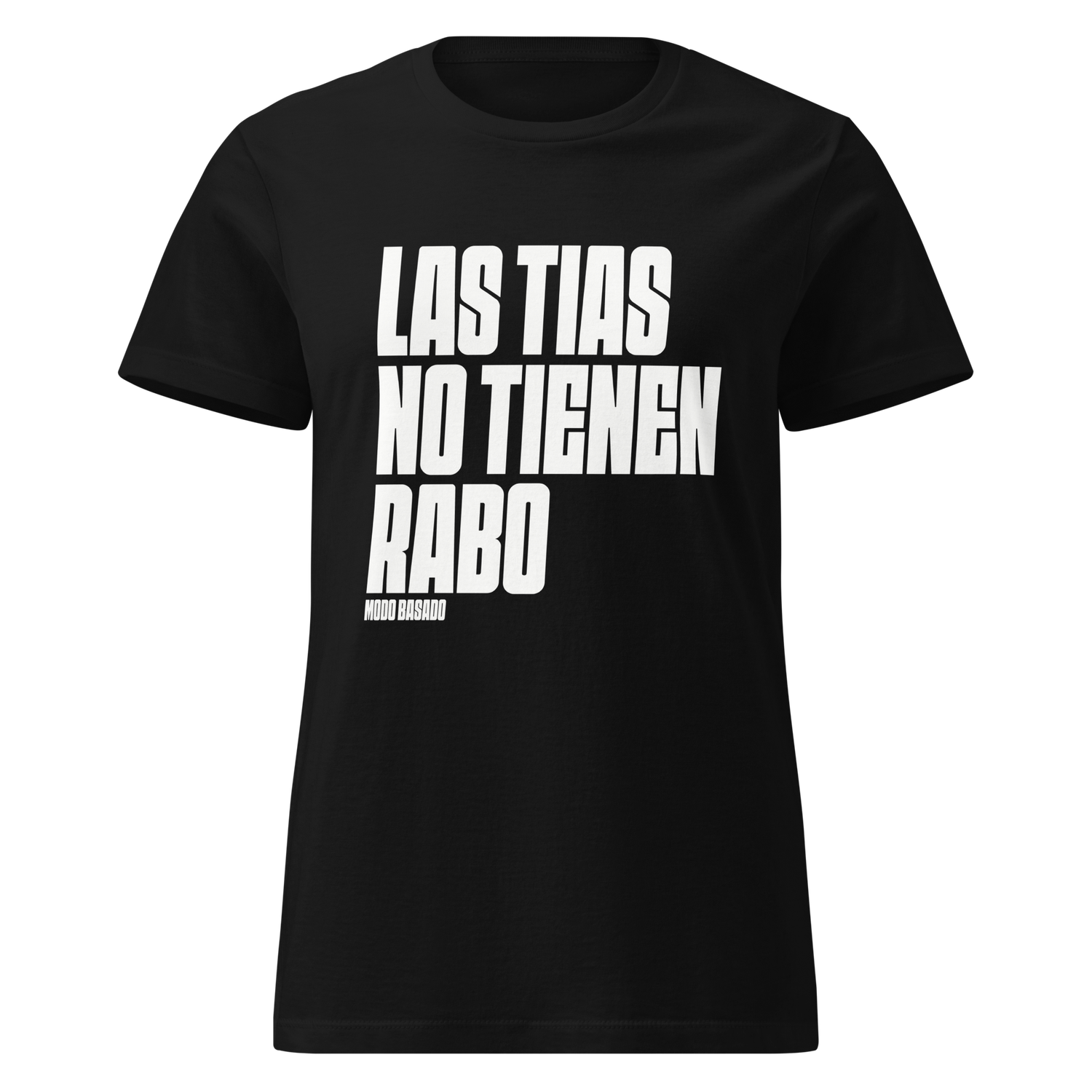 Camiseta mujer negra &quot;LAS TÍAS NO TIENEN RABO&quot;