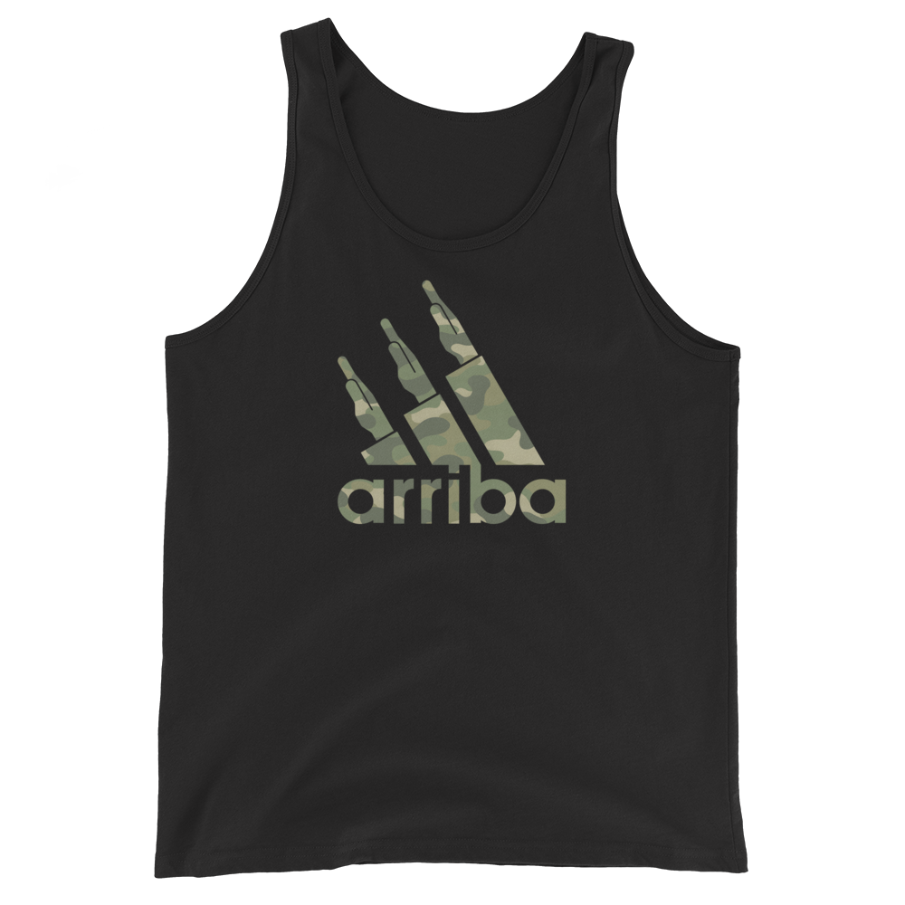 Camiseta tirantes negra (tank top)  &quot;arriba&quot; camuflaje