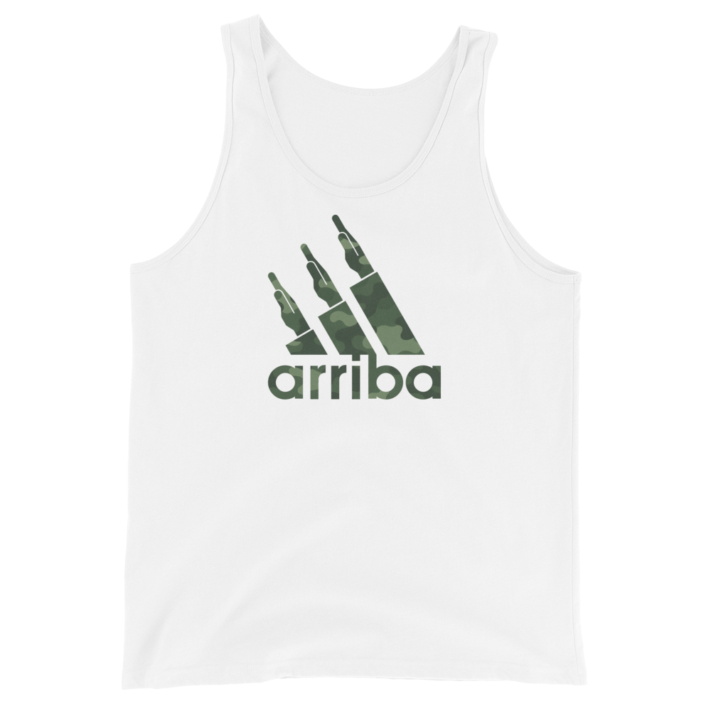 Camiseta tirantes blanca (tank top)  &quot;arriba&quot; camuflaje