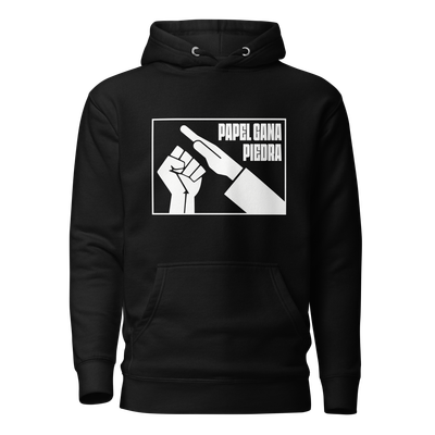 Sudadera negra &quot;PAPEL GANA PIEDRA&quot;