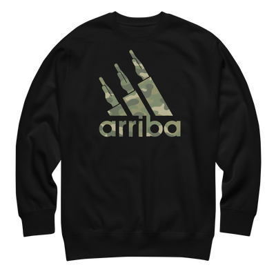 Suéter negro "arriba" camuflaje