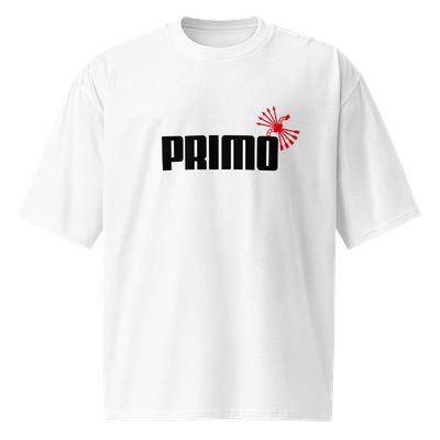 Camiseta oversize blanca ["PRIMO" negro