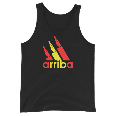 Camiseta tirantes negra (tank top) negra ["arriba" rojigualda]
