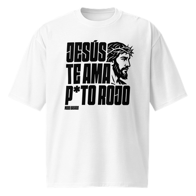 Camiseta oversize blanca "JESÚS TE AMA"