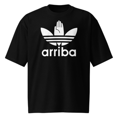 Camiseta oversize negra ["arriba 2" blanco]