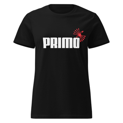 Camiseta mujer negra  ["PRIMO" blanco]