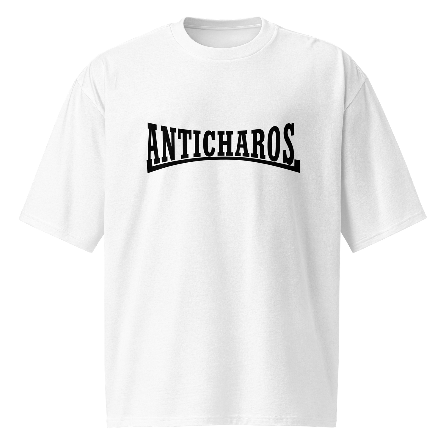 Camiseta oversize blanca ["anticharos" negro]