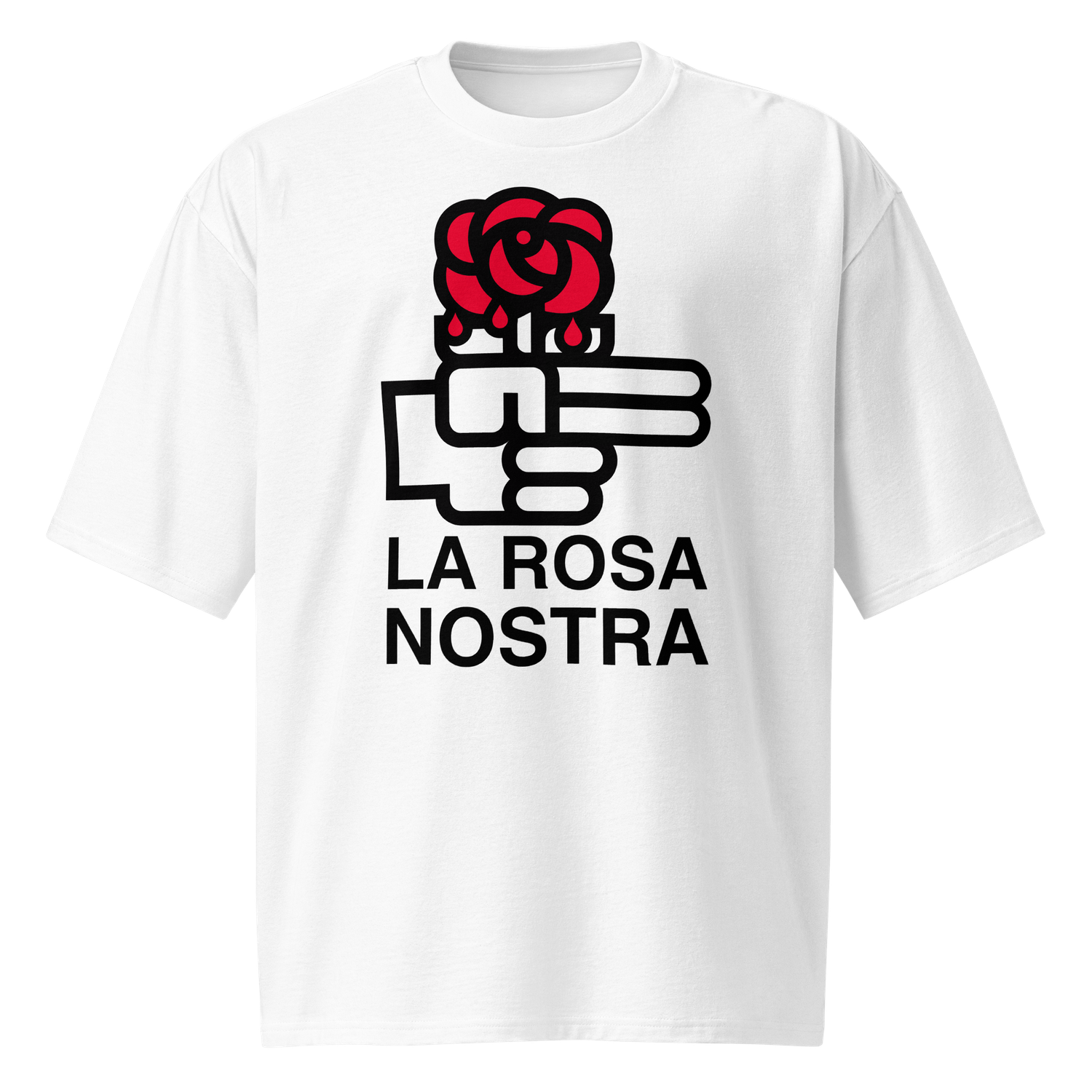 Camiseta oversize blanca "LA ROSA NOSTRA"