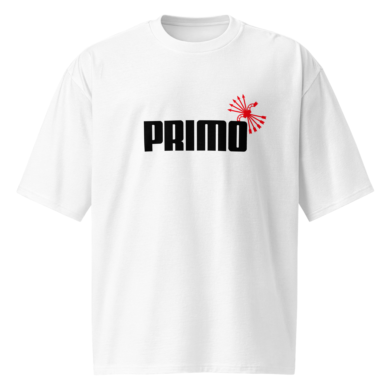 Camiseta oversize blanca ["PRIMO" negro