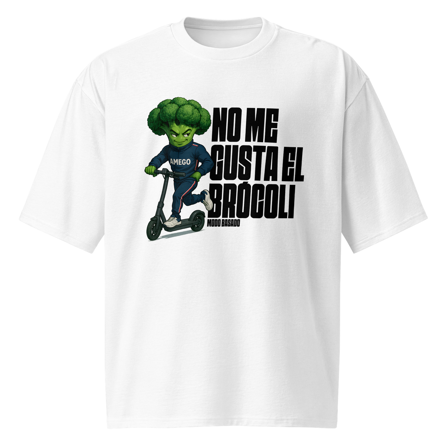 Camiseta oversize blanca "NO ME GUSTA EL BRÓCOLI"
