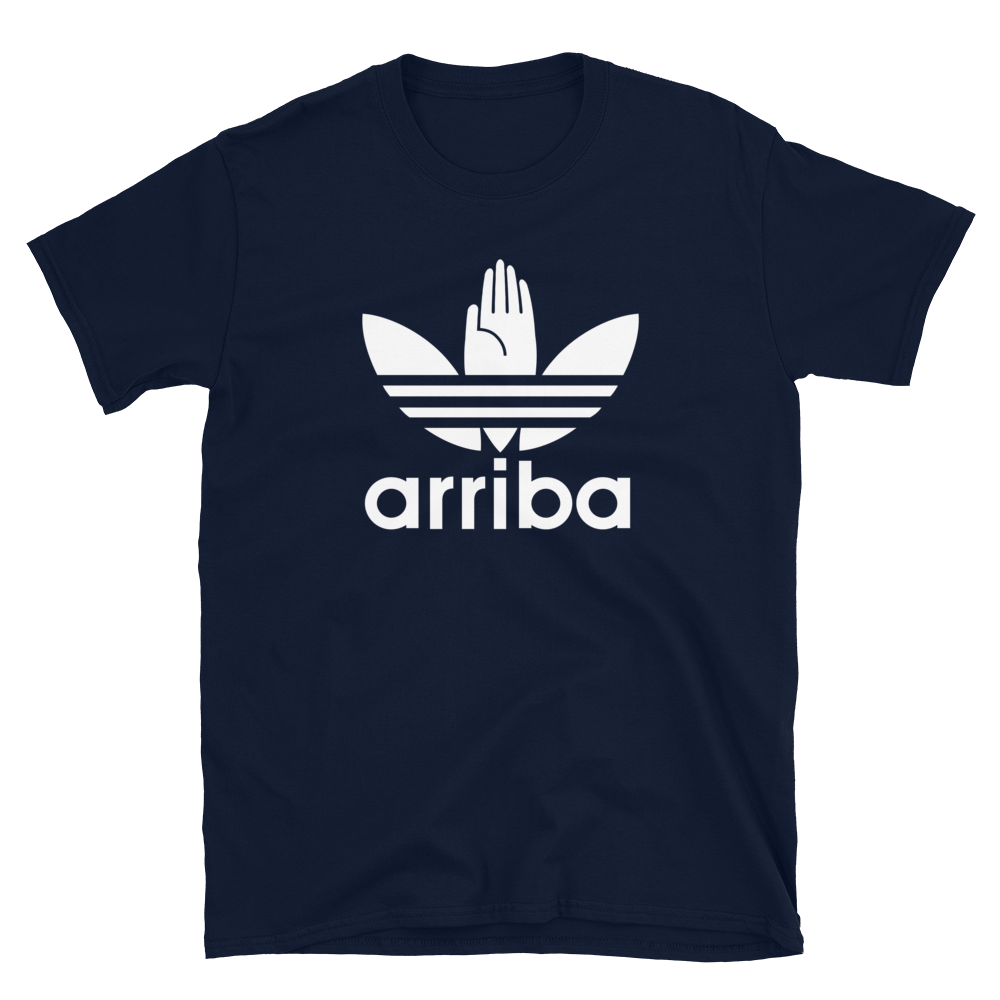 Camiseta azul marino ["arriba 2" en blanco]