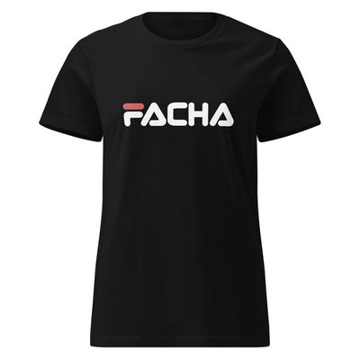 Camiseta mujer negra  ["FACHA" blanco]