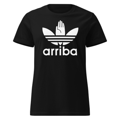 Camiseta mujer negra  ["arriba 2" en blanco]