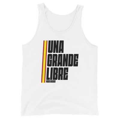 Camiseta tirantes blanca (tank top)  "UNA, GRANDE, LIBRE"