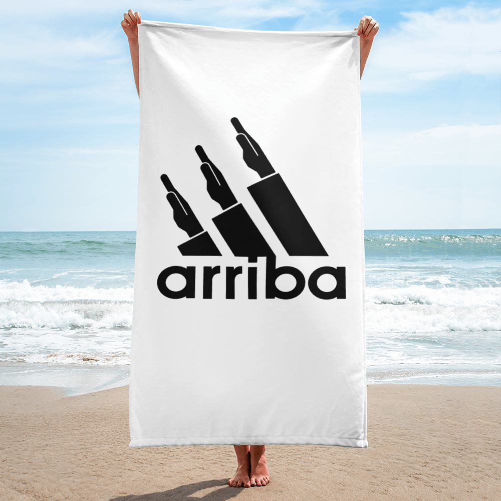Toalla blanca "arriba" (negro) 100x150cm