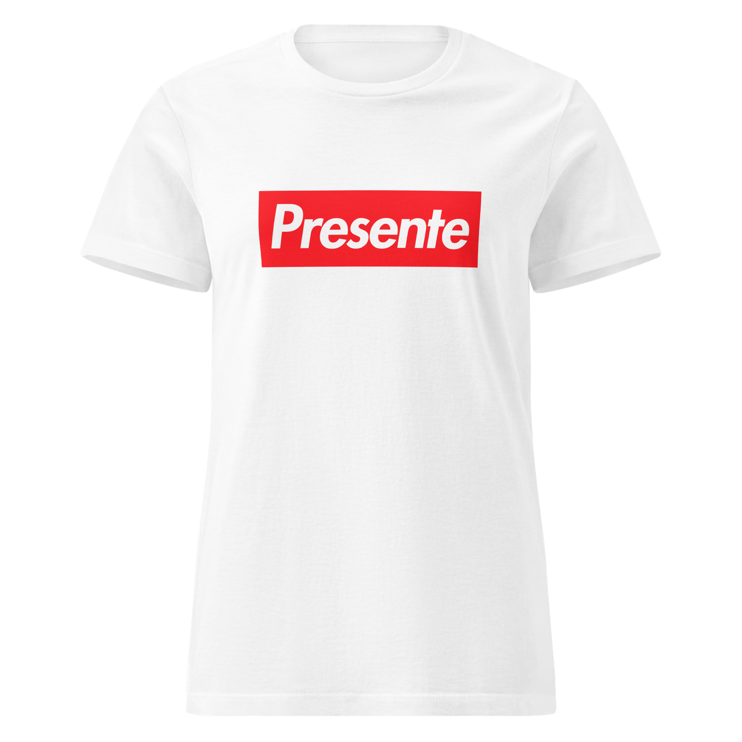 Camiseta mujer blanca ["Presente" rojo]