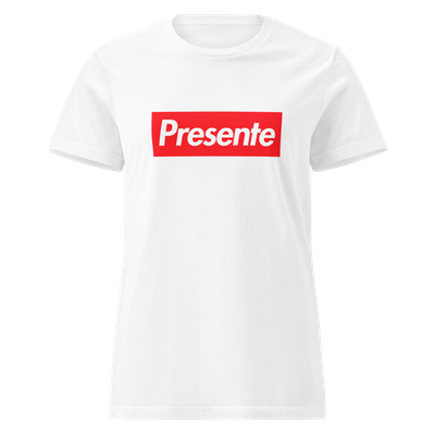 Camiseta mujer blanca ["Presente" rojo]