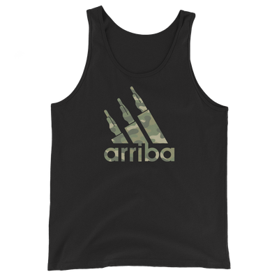 Camiseta tirantes negra (tank top)  "arriba" camuflaje