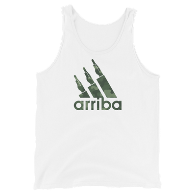 Camiseta tirantes blanca (tank top)  "arriba" camuflaje