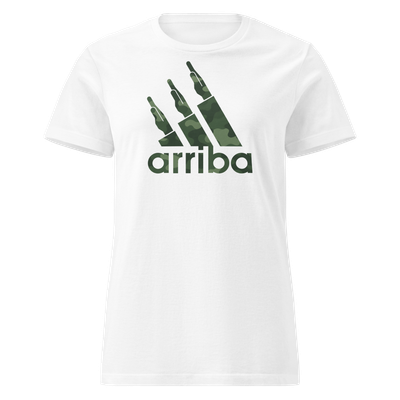 Camiseta mujer blanca "arriba" camuflaje