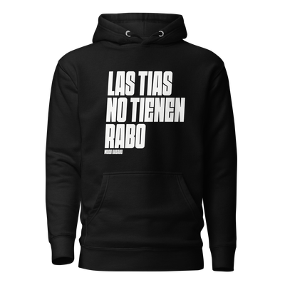 Sudadera negra "las tias no tienen rabo" blanco
