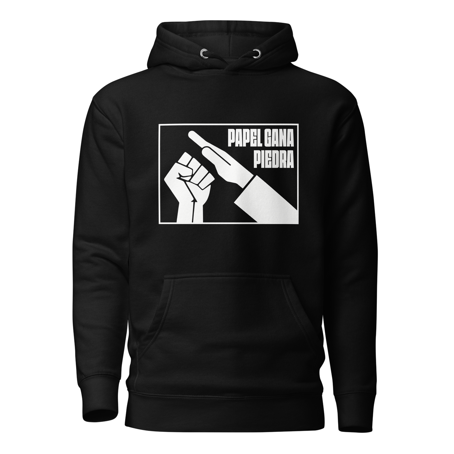 Sudadera negra "PAPEL GANA PIEDRA"