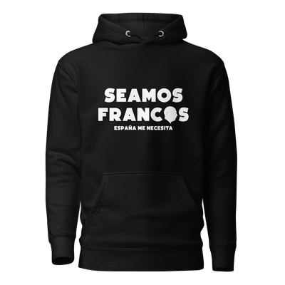 Sudadera negra "SEAMOS FRANCOS" ESP